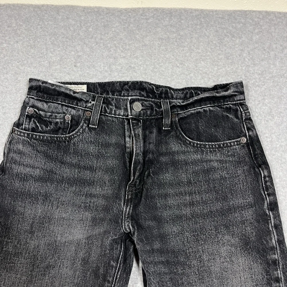 Levis Premium Jeans Mens 29x30 (Fit 30x28) Black 502 Taper Cotton Blend Stretch